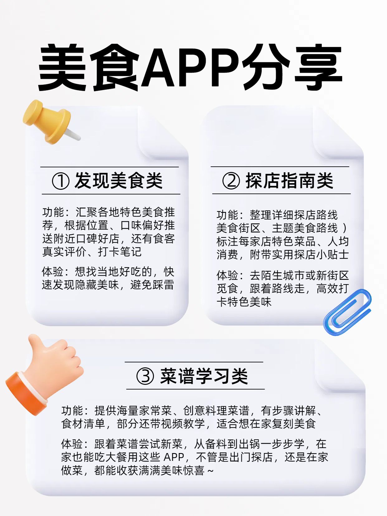 简约3D风灰色通用类美食爱好者不能错过的APP分享小红书内页