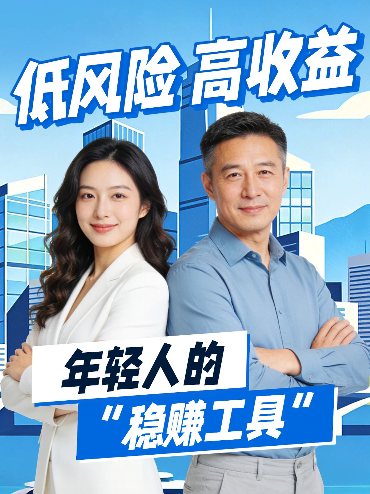 实景风蓝色金融保险干货分享低风险投资工具 小红书竖版视频封面