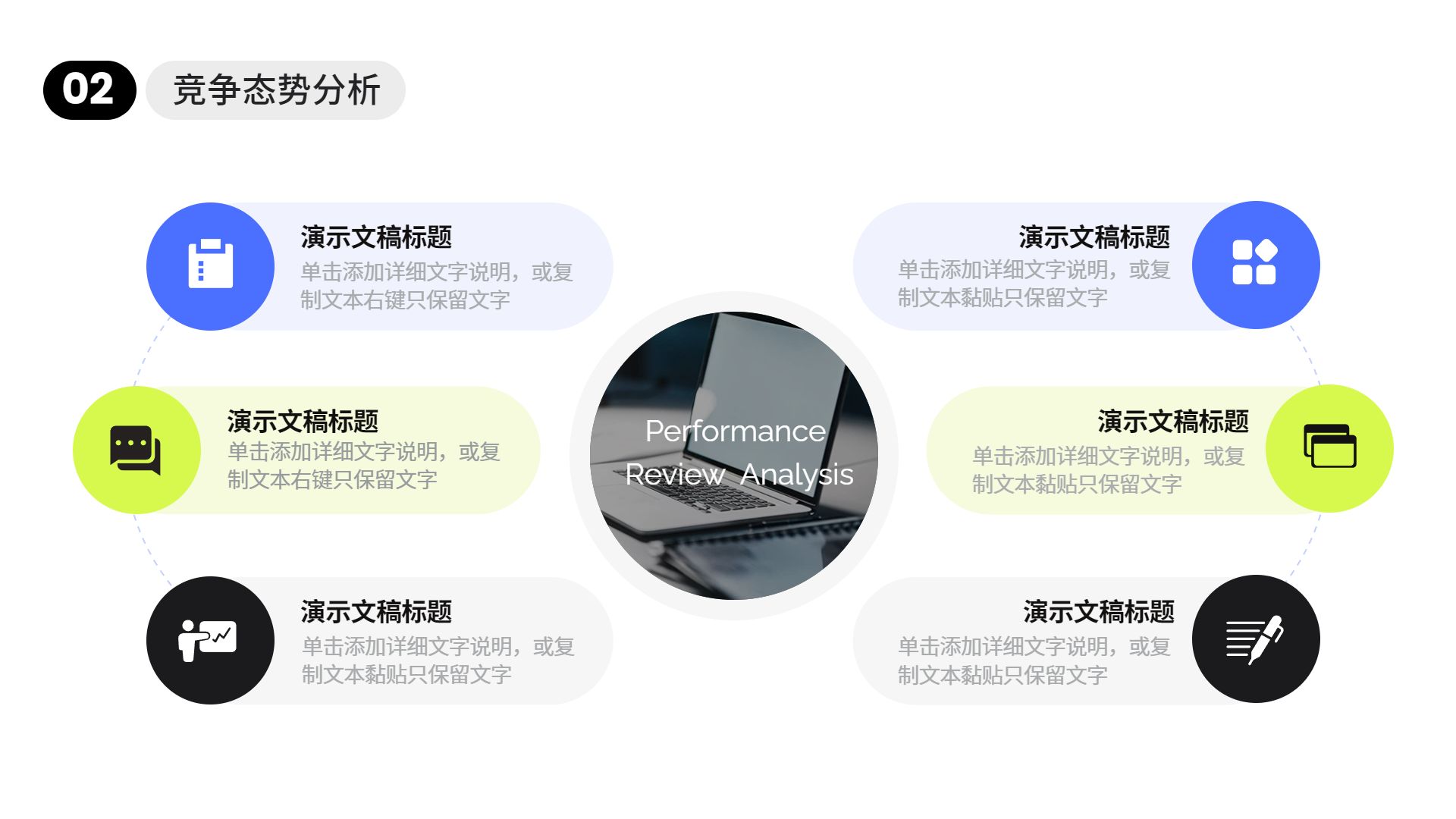 时尚黄绿色极简风年终工作总结汇报通用PPT模板