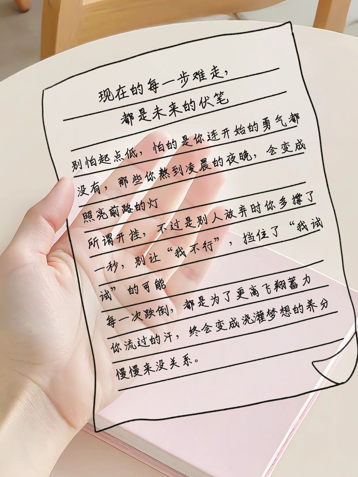 手绘实景风黄色通用类交流分享鼓励人奋进语句分享小红书封面