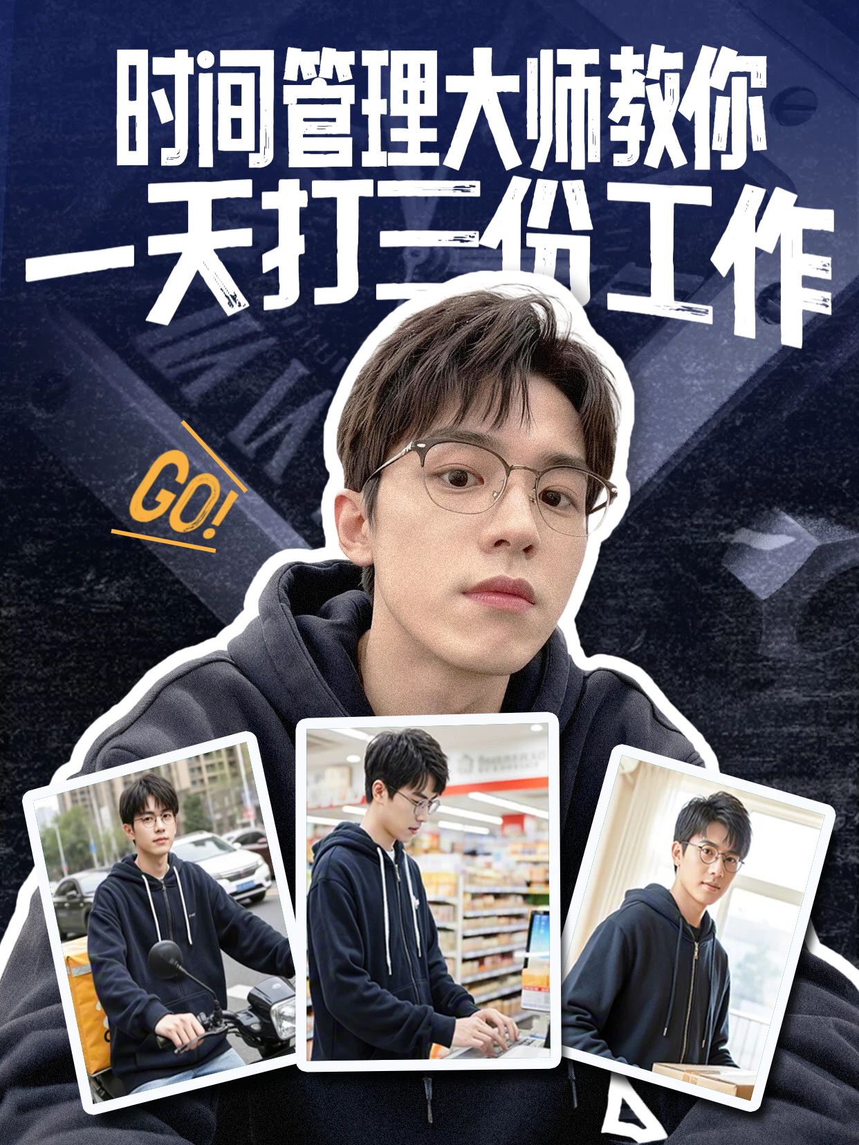 拼贴风黑白色通用类交流分享三份工作怎么平衡小红书视频封面