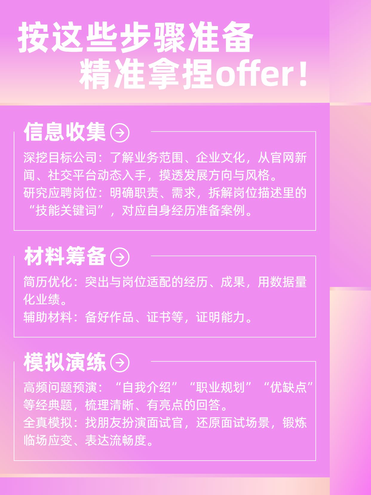 简约粉紫色通用类干货科普面试前如何准备干货分享小红书内页