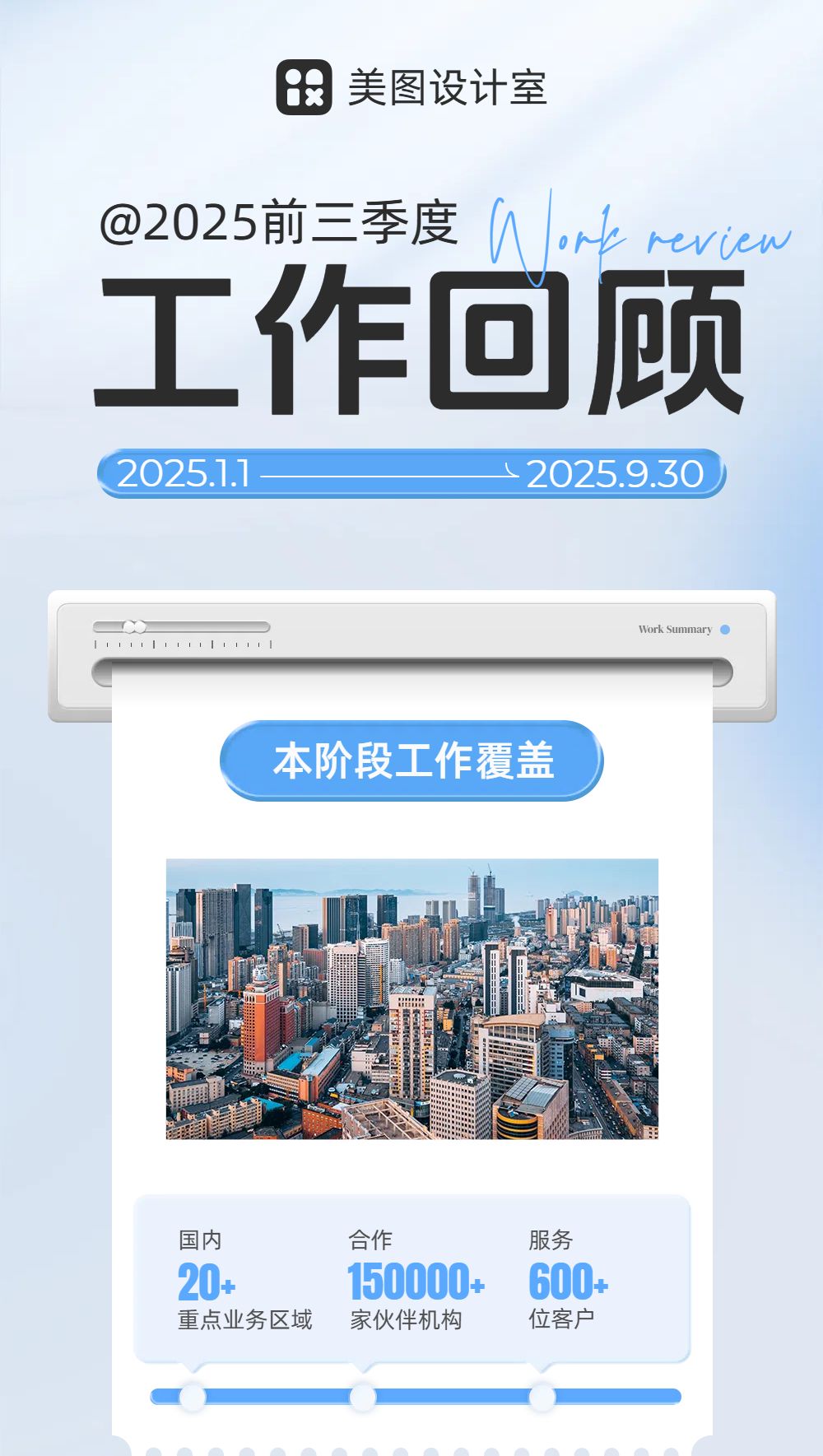 商务风蓝色计划总结通用类季度总结公众号内页长图