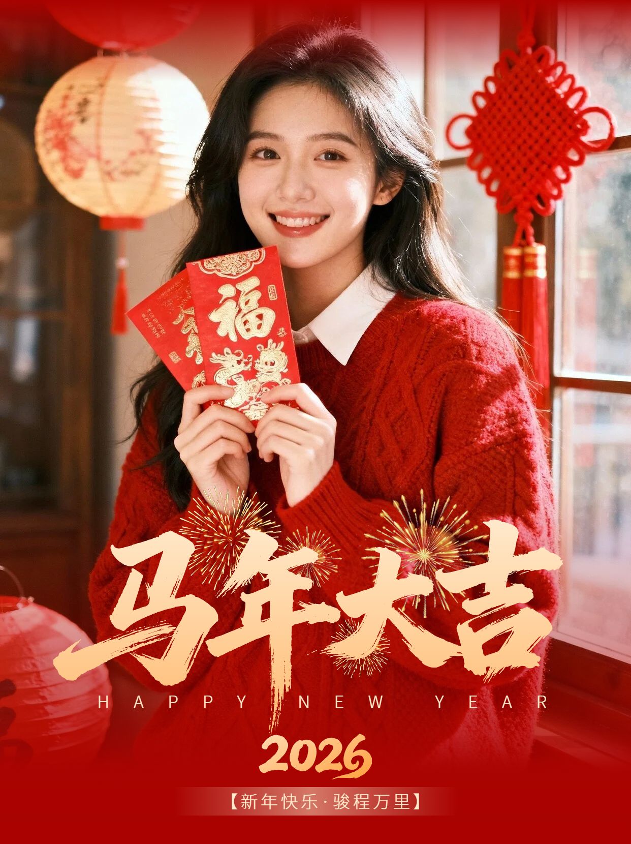 实景风红色通用类晒照分享元旦晒照分享拼图晒照