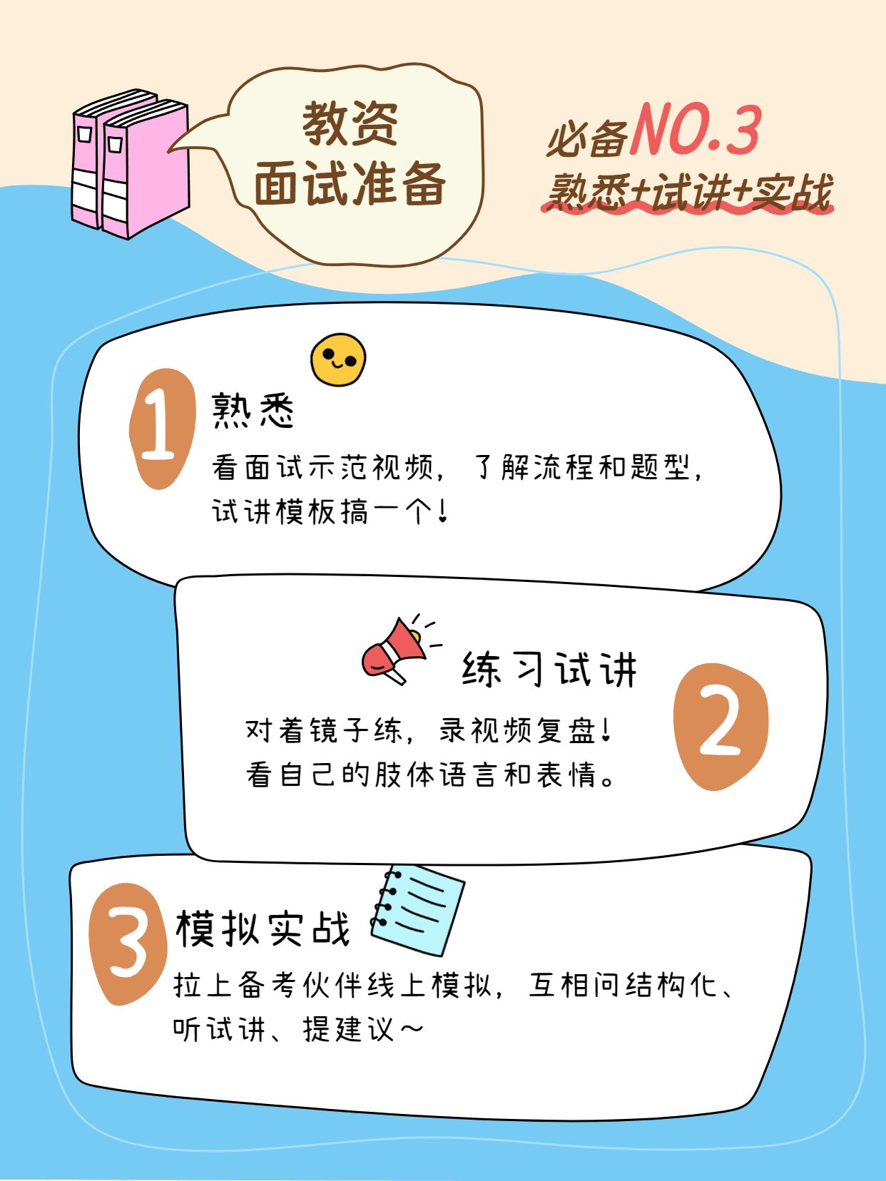 简约卡通风蓝色教育培训类教资面试准备攻略小红书封面