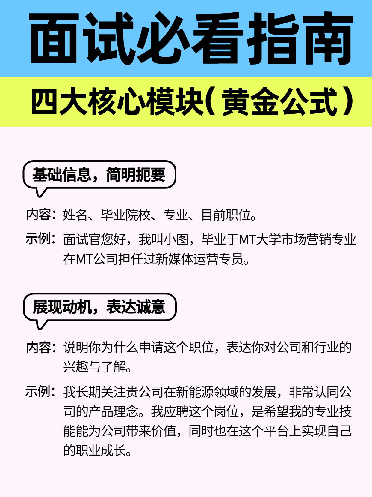 简约风蓝灰色交流分享面试自我介绍要包含哪些要点小红书内页