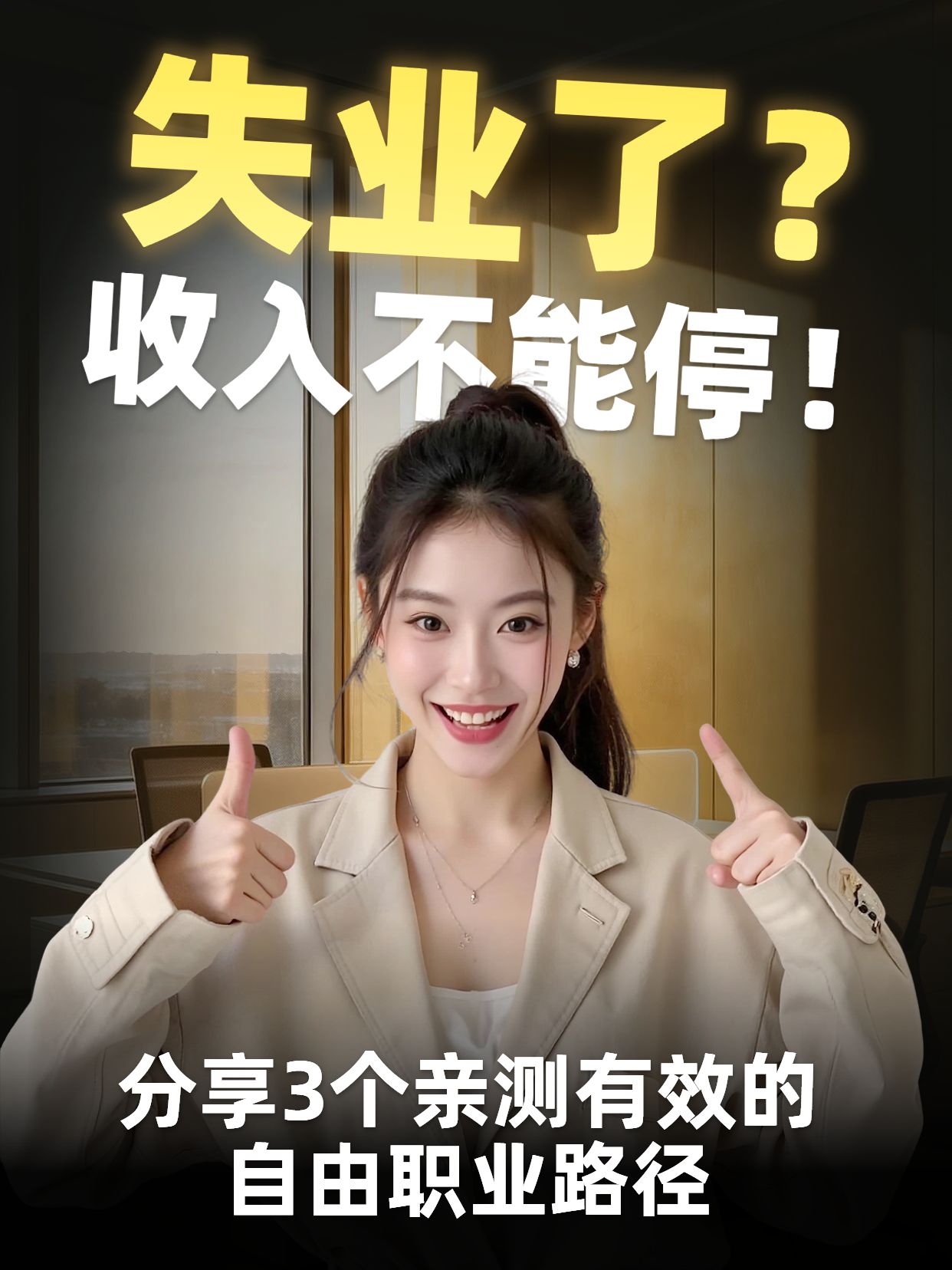 实景风黄棕色通用类交流分享失业如何维持收入小红书视频封面