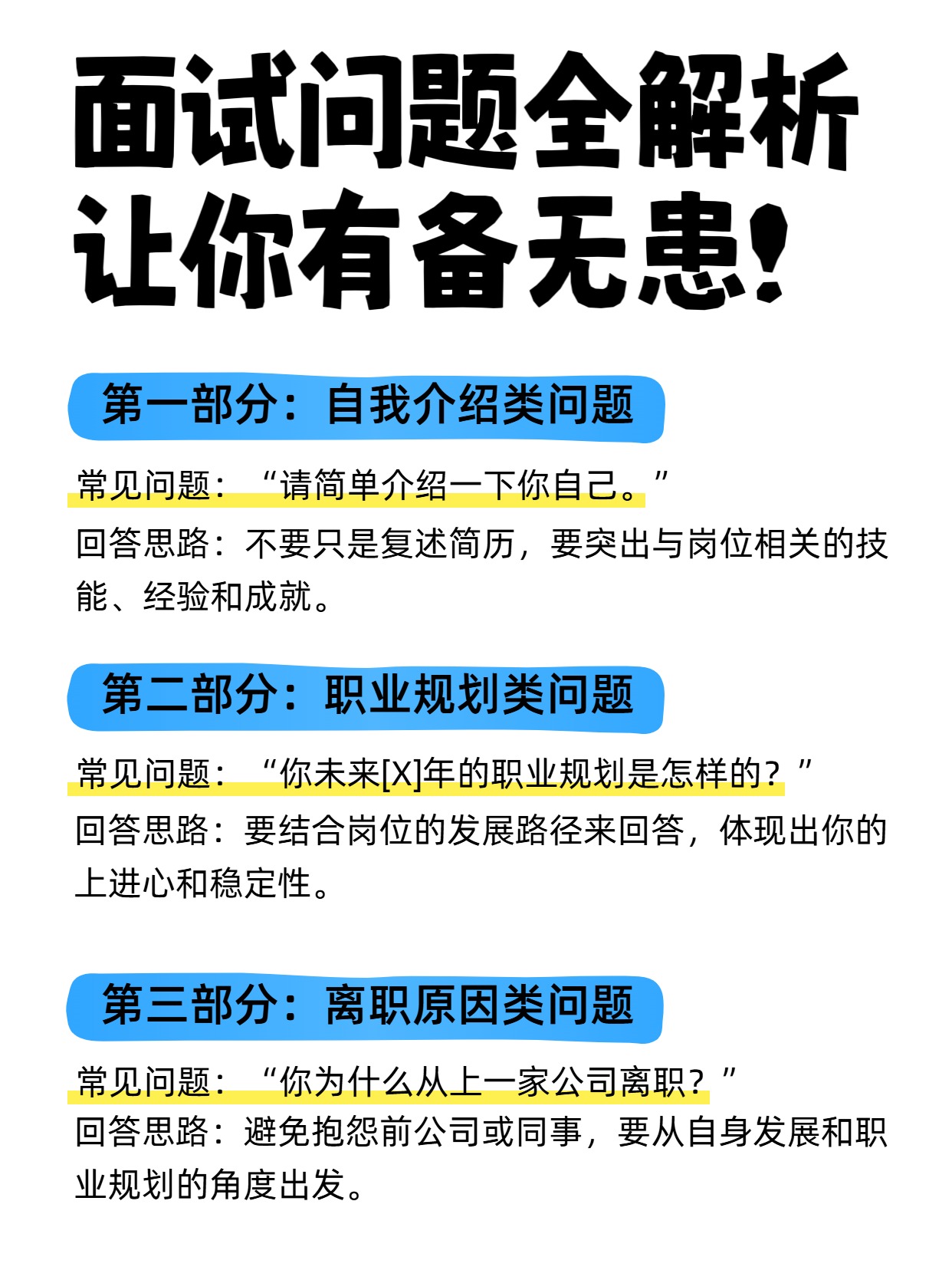 简约风蓝色通用类交流分享面试问题分享小红书内页