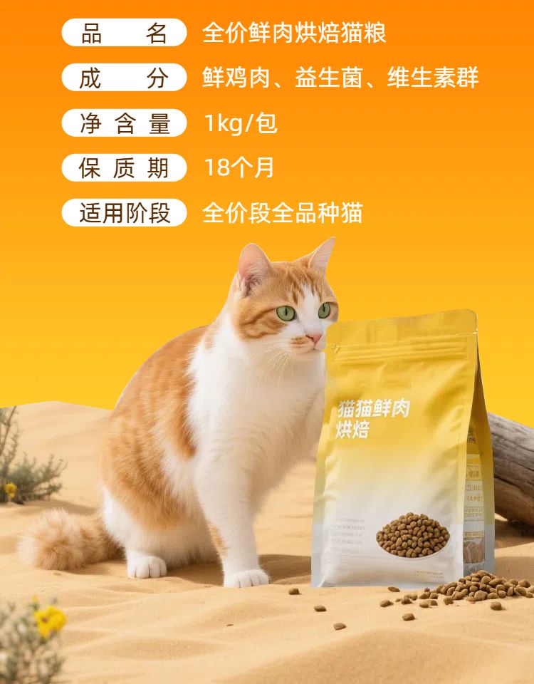 时尚风橙色鲜花萌宠类营销带货宠物用品类商品详情页