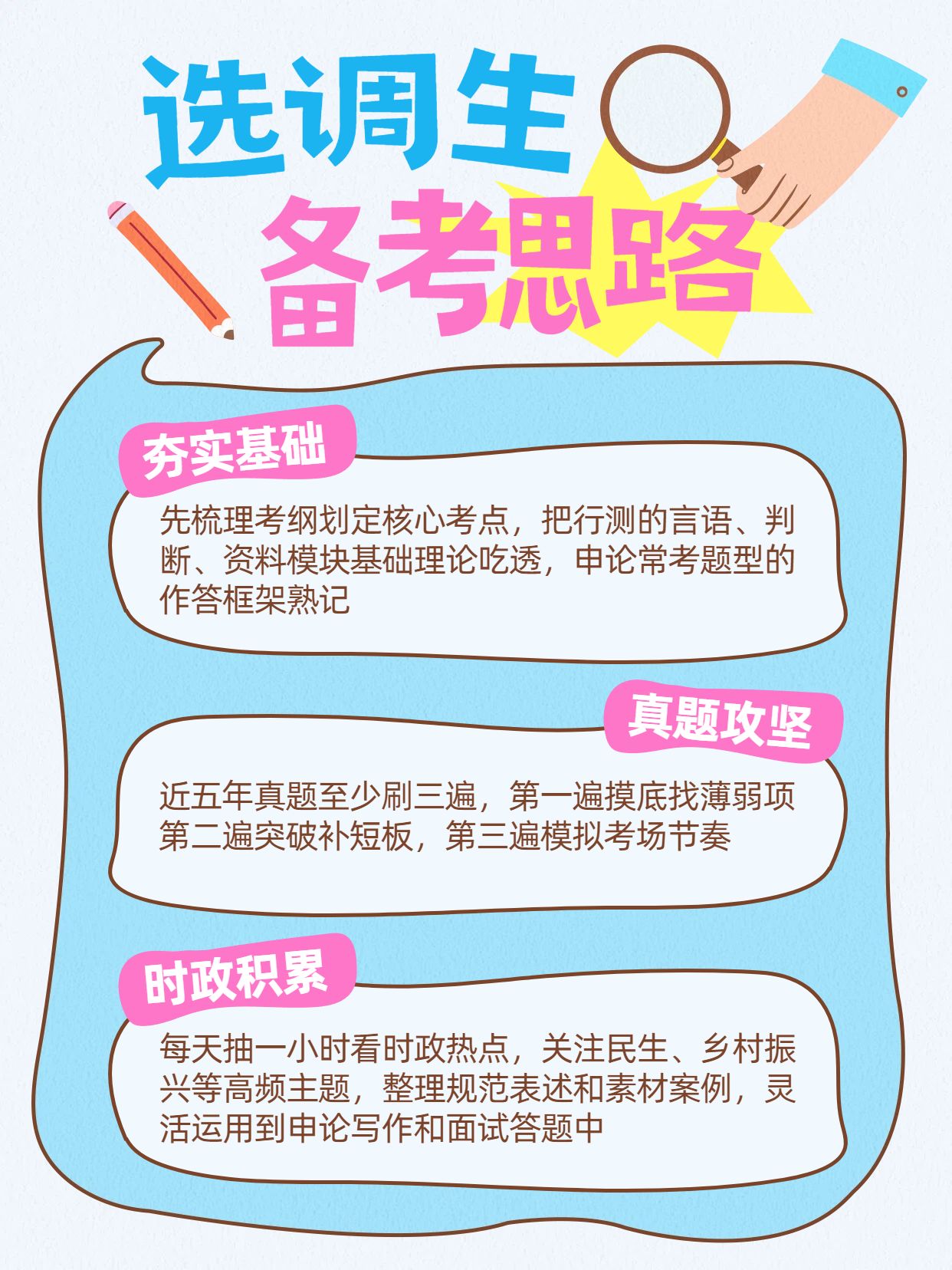 简约卡通风蓝色通用类交流分享选调生备考思路小红书封面