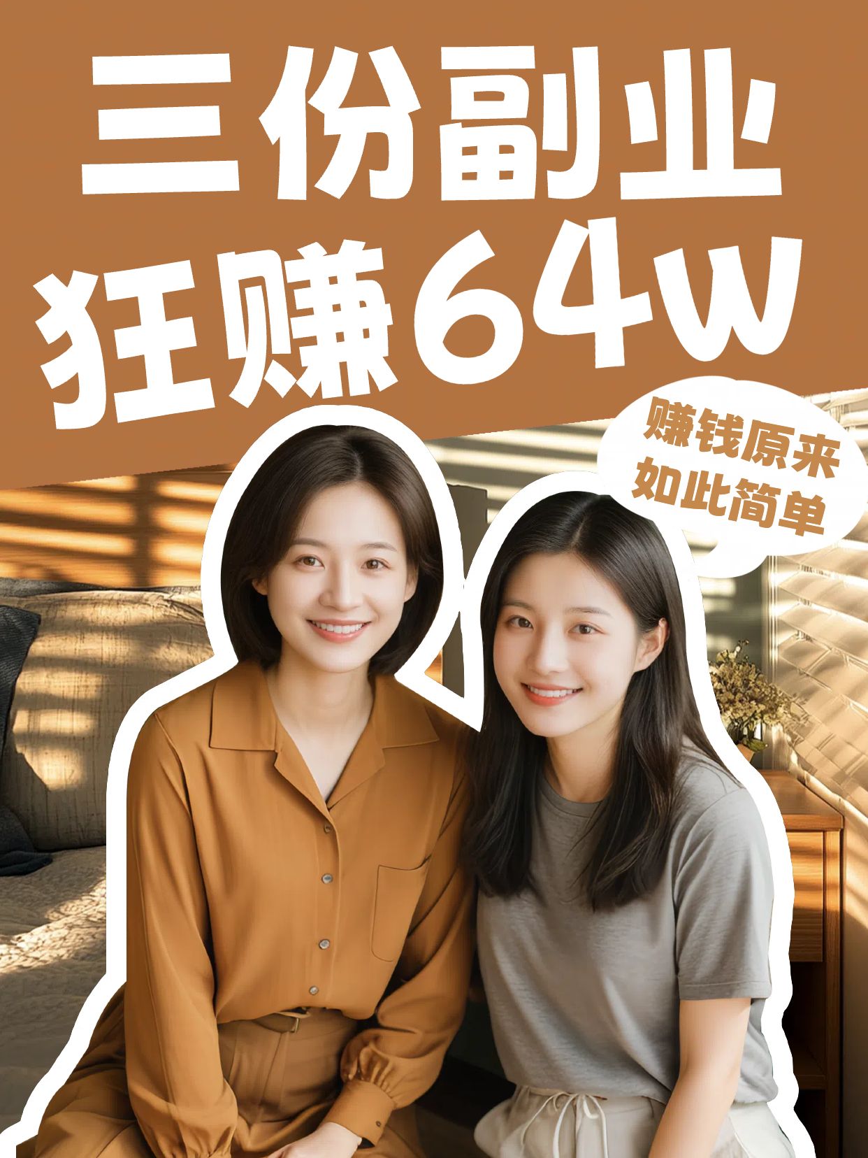 简约拼贴风通用类交流分享橙色赚钱技巧小红书封面