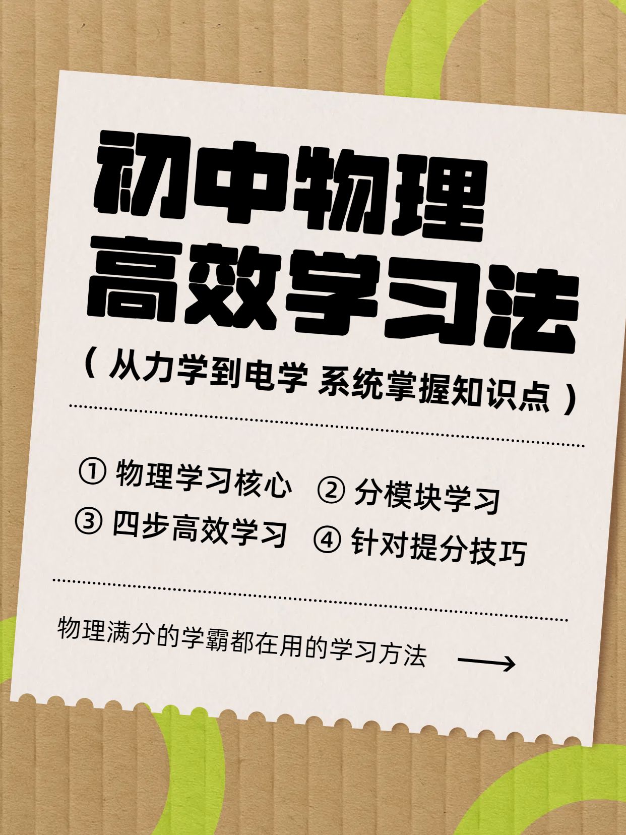 简约时尚风黄色通用类交流分享瓦楞纸初中物理要怎么学小红书封面