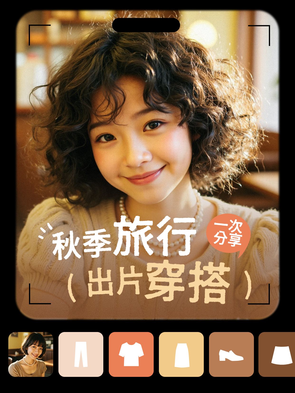 实景风棕色休闲娱乐干货科普秋季旅游出片穿搭小红书视频封面