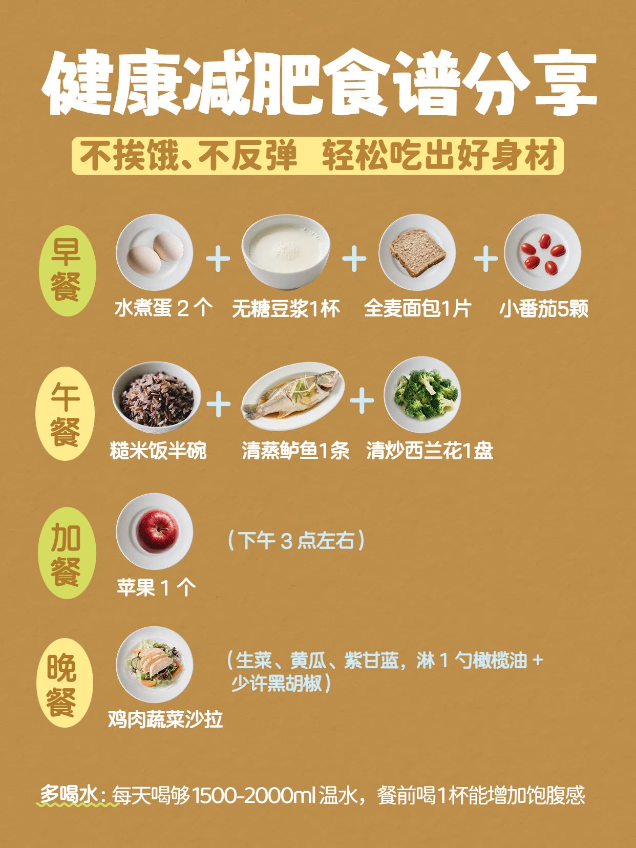 简约时尚风黄色餐饮美食类交流分享健康减肥食谱分享小红书封面