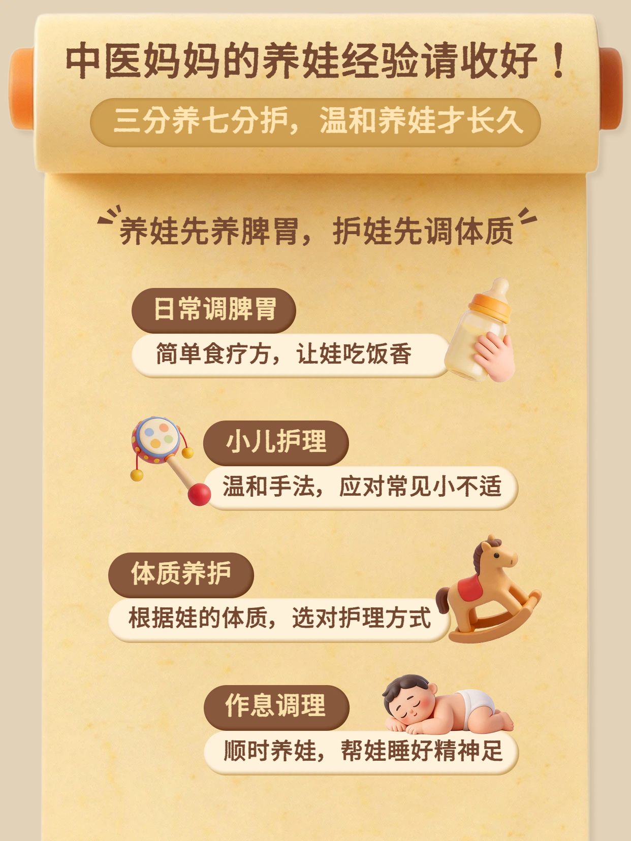 简约3D风橙色交流分享中医妈妈育儿经验分享小红书内页