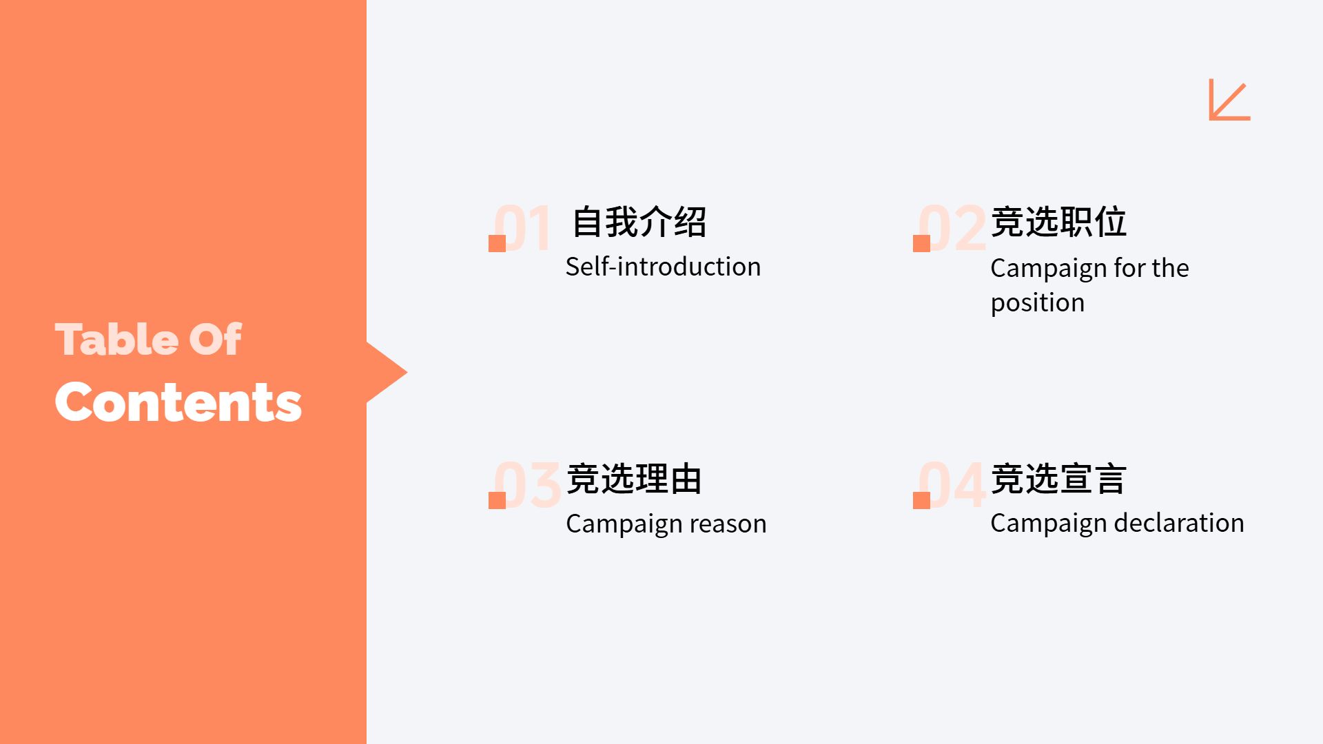 时尚风橙色通用类计划总结学生干部竞选通用PPT模板