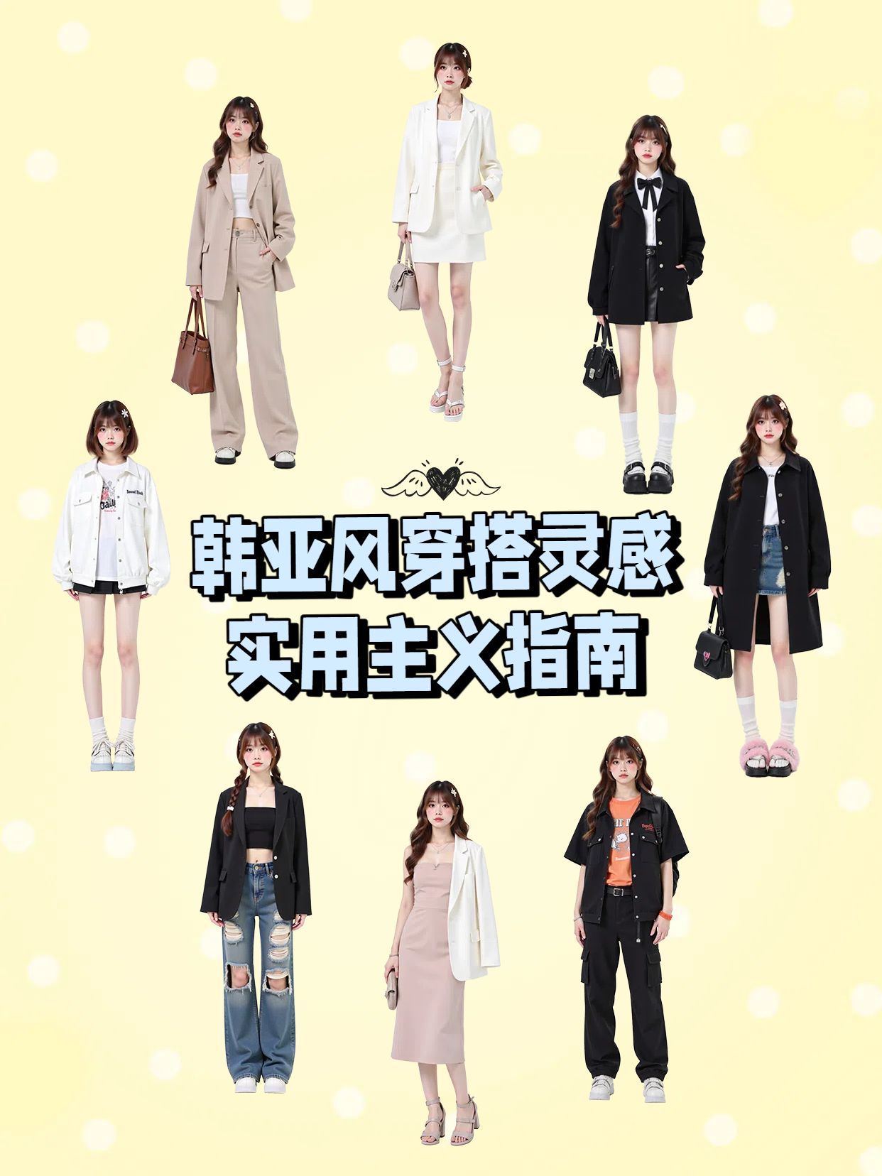 时尚拼贴风黄色鞋服箱包交流韩亚风穿搭分享小红书竖版视频封面