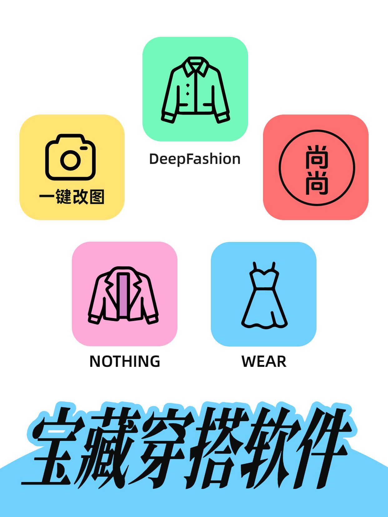 简约风蓝色通用类交流分享宝藏穿搭软件小红书封面