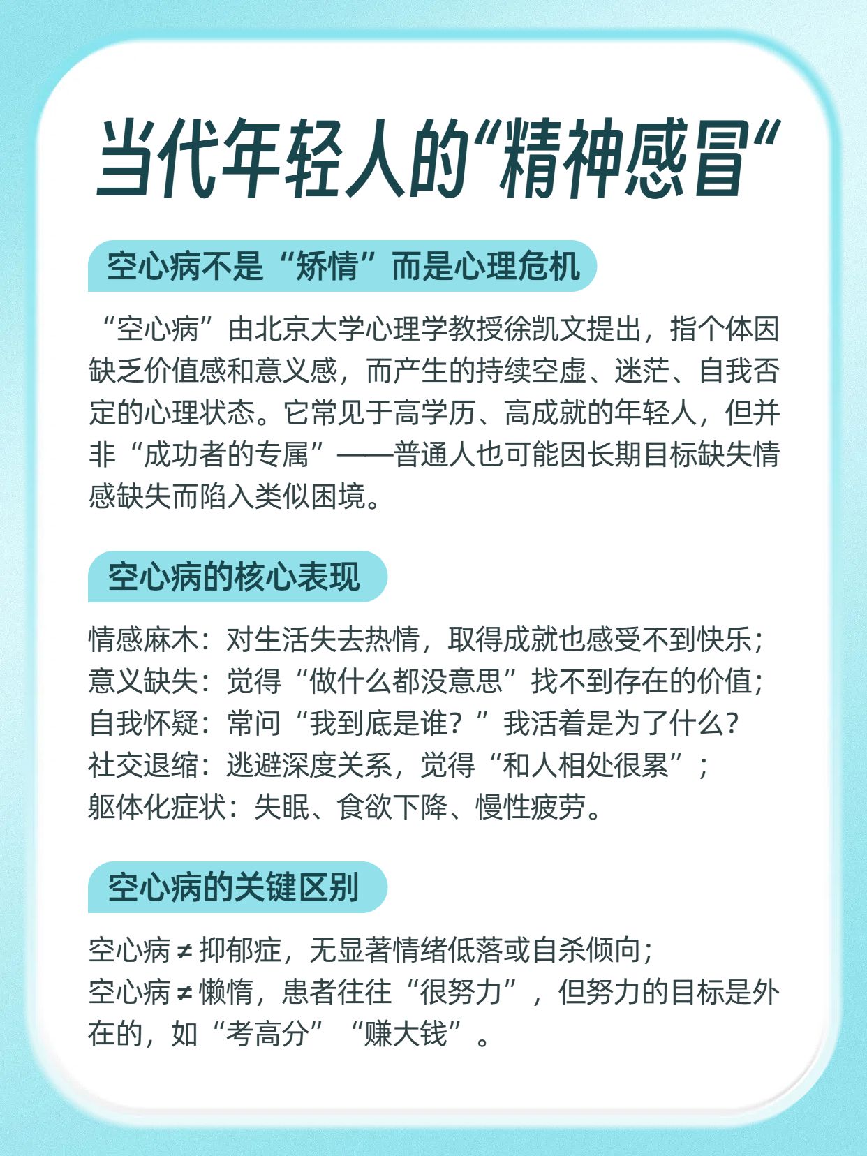 简约风蓝色交流分享心理学知识分享之什么是空心病小红书内页
