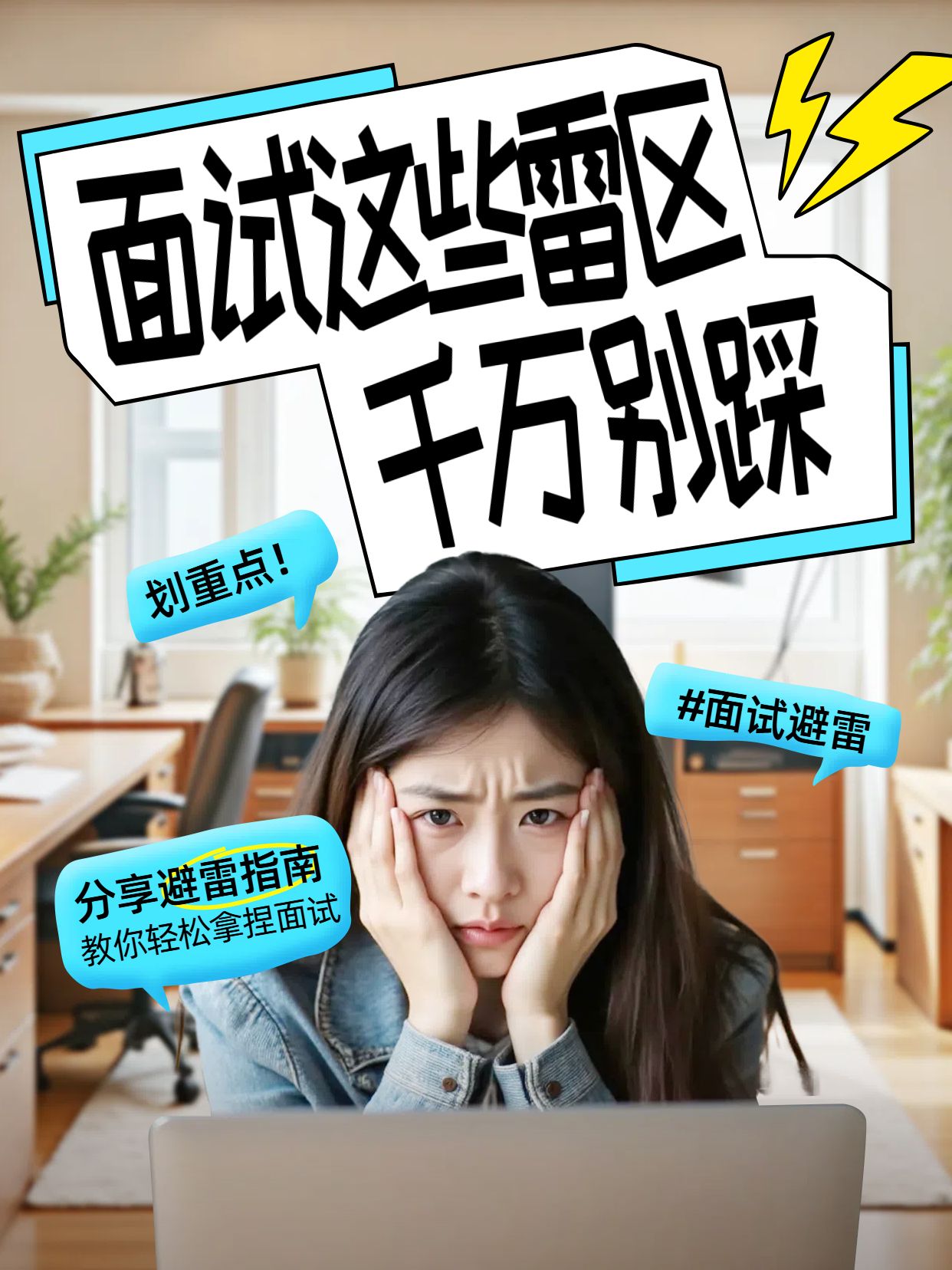 实景拼贴风蓝色橙色通用类面试有哪些雷区不能碰小红书封面