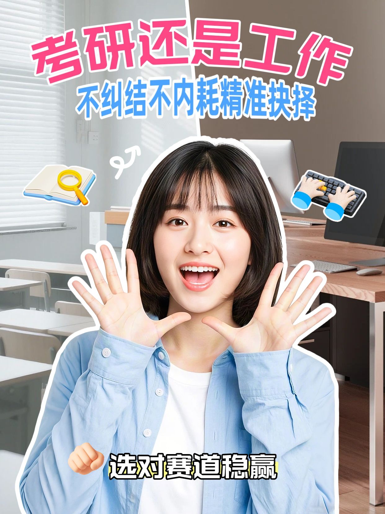 拼贴风蓝黄色通用类交流分享考研还是工作小红书竖版视频封面