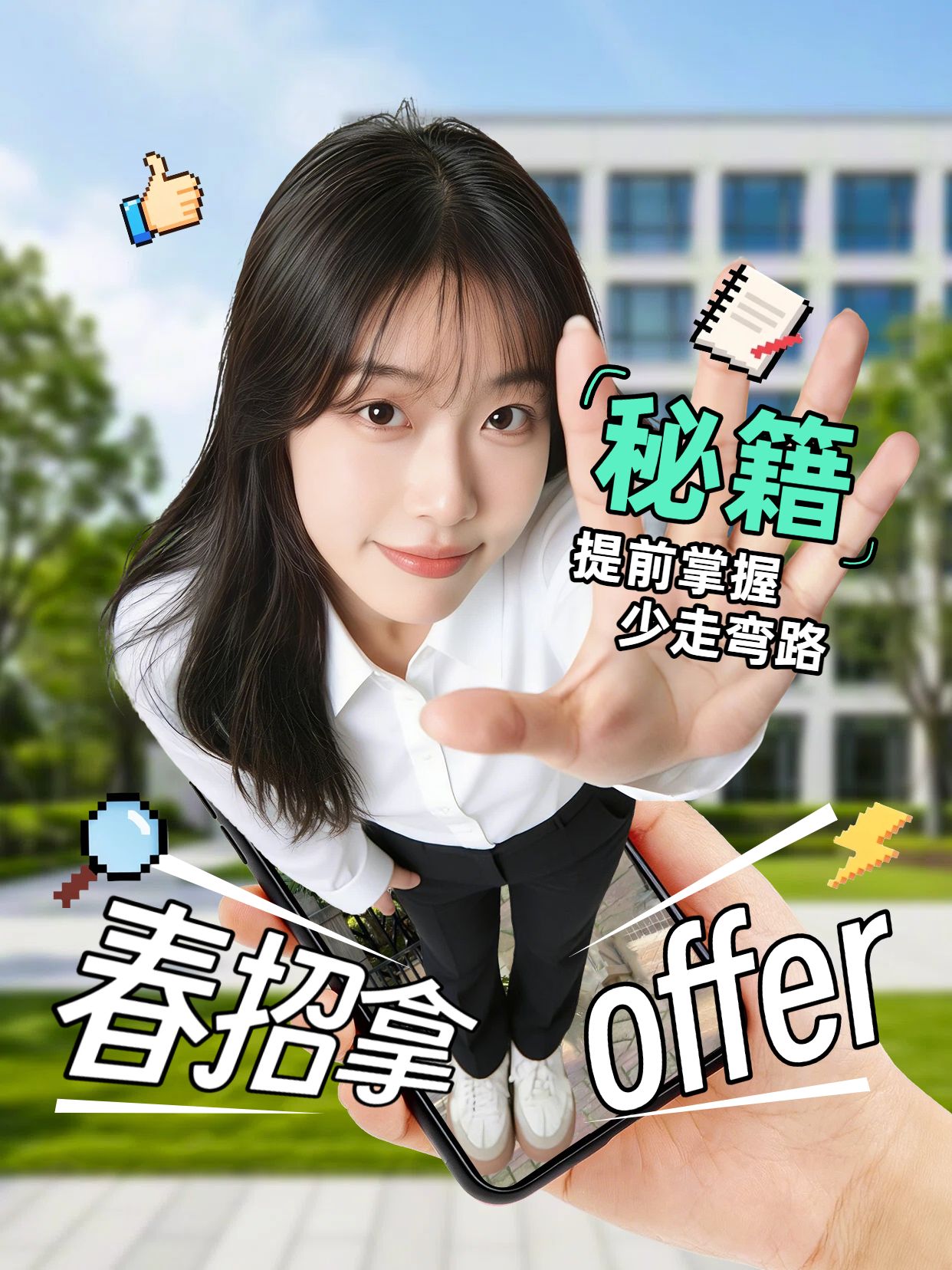 拼贴风黄绿色通用类交流分享春招攻略小红书视频封面