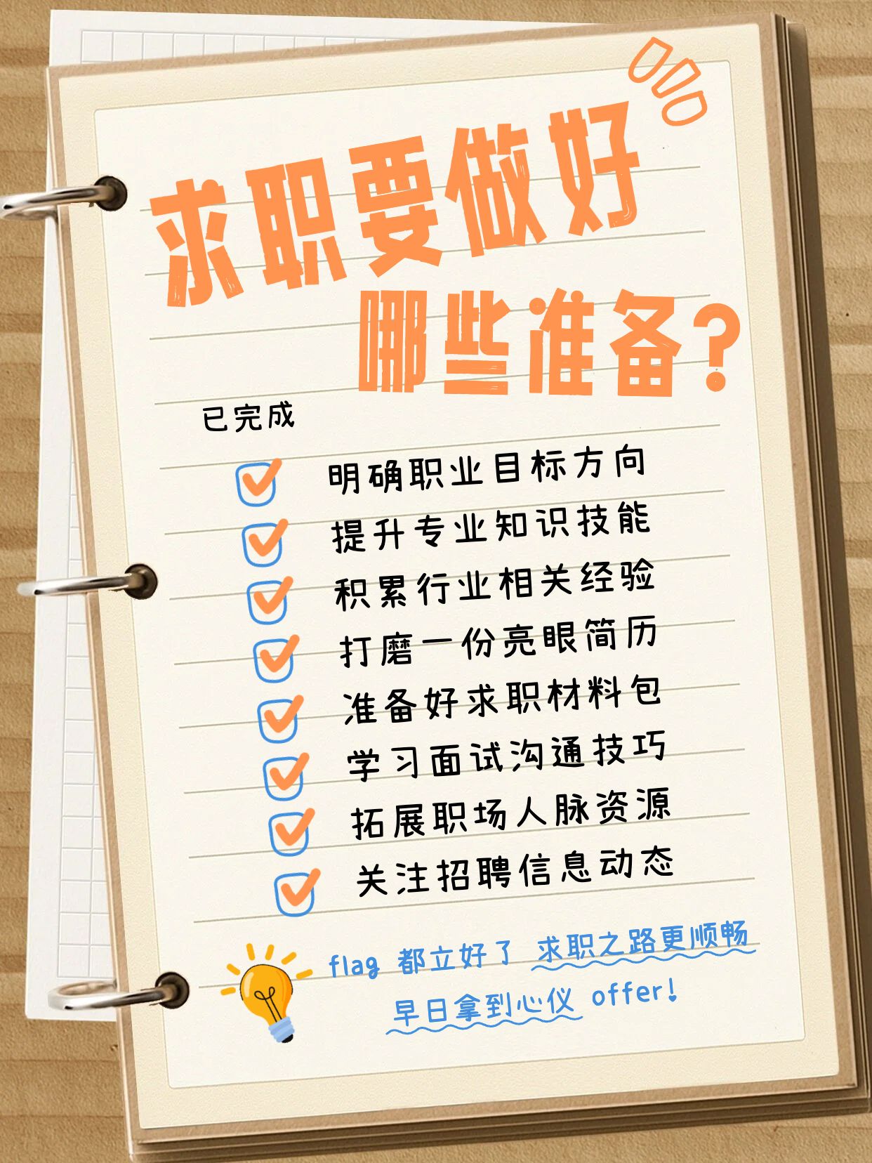 实景风黄色通用类交流分享求职要做好哪些准备小红书封面