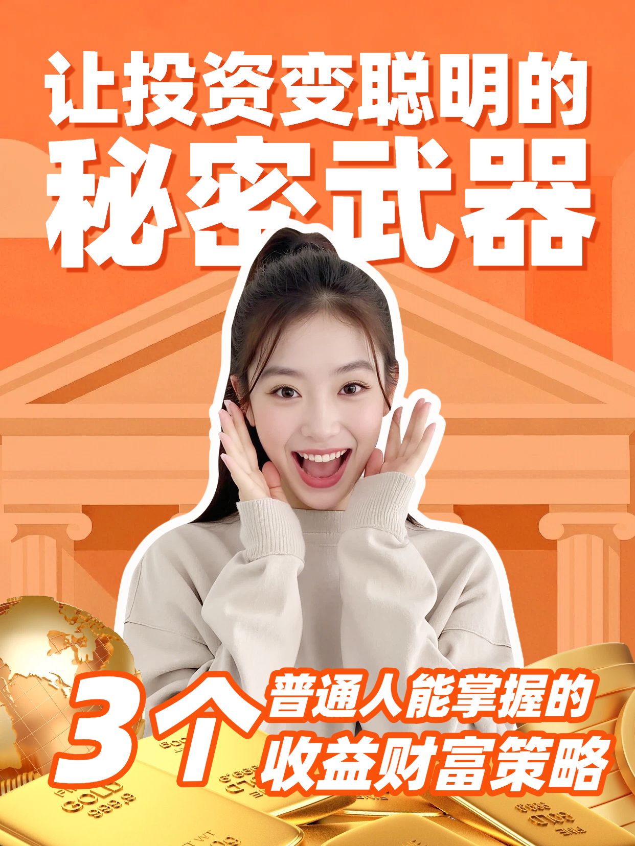 拼贴风橙色通用类交流分享让投资更聪明的理财攻略小红书视频封面