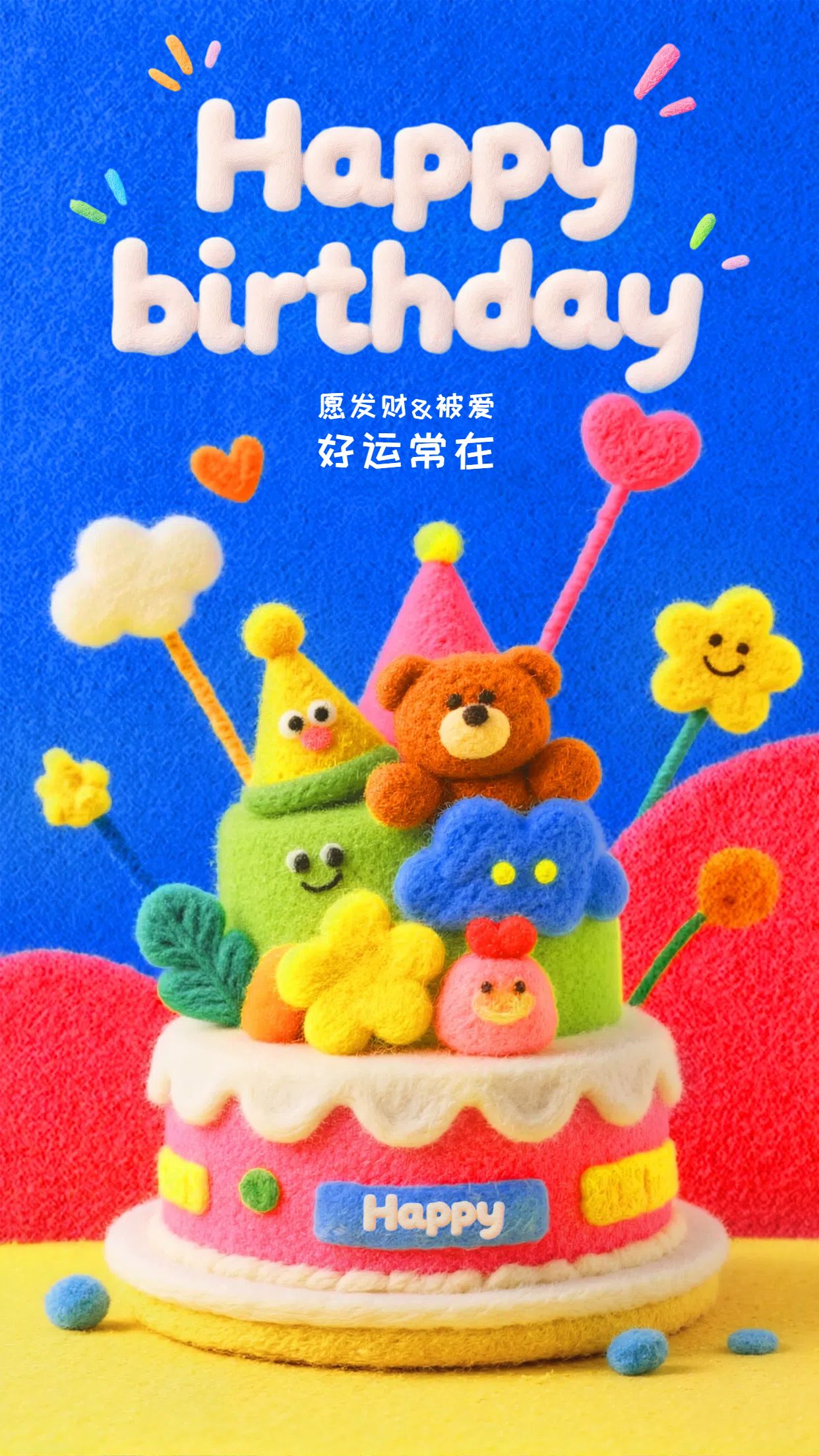 3D橙色蓝色休闲娱乐类生日祝福宣传推广手机海报