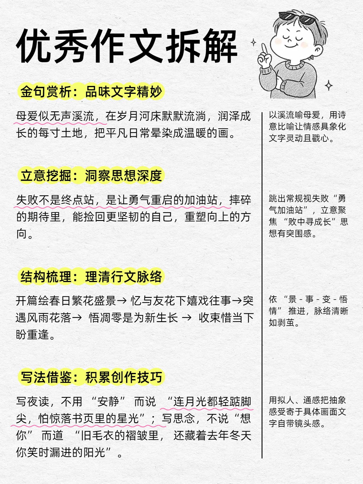 简约风黄色通用类交流分享优秀作文解析小红书封面