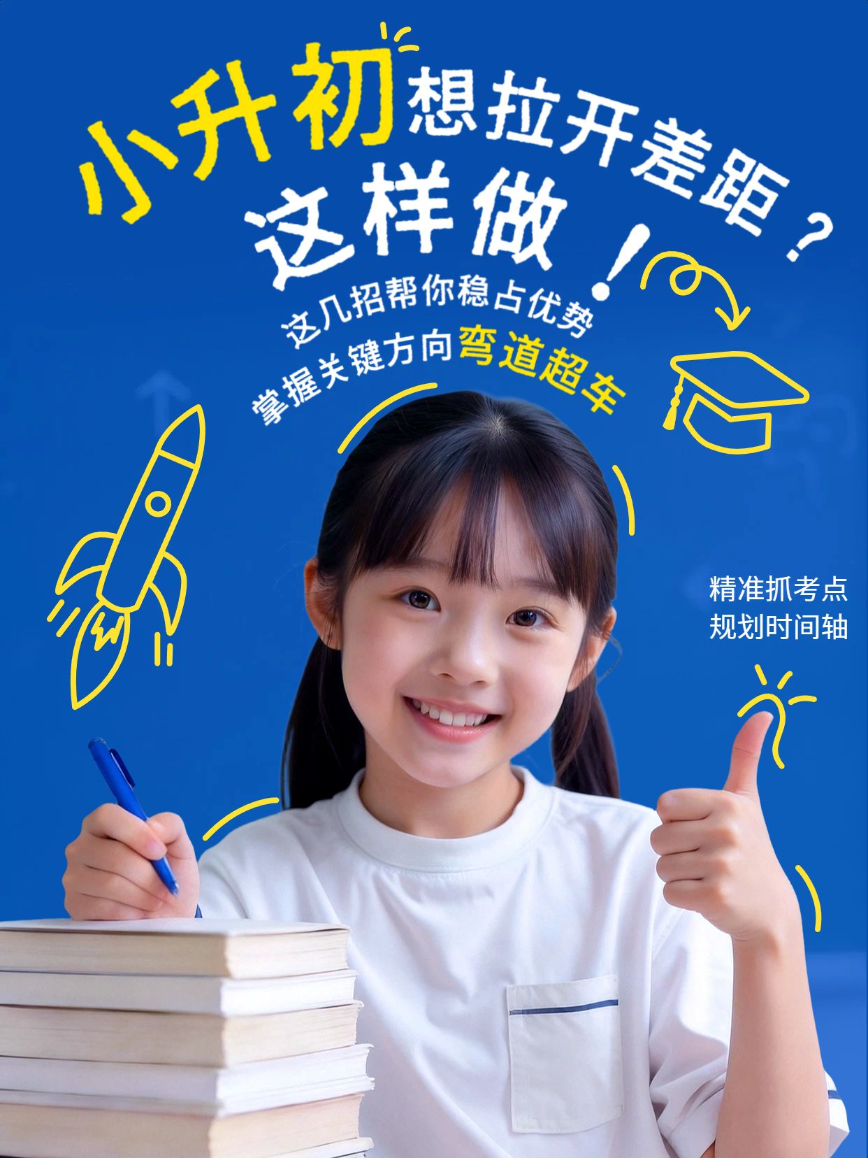 拼贴风蓝色通用类交流分享小升初怎么拉开差距小红书竖版视频封面