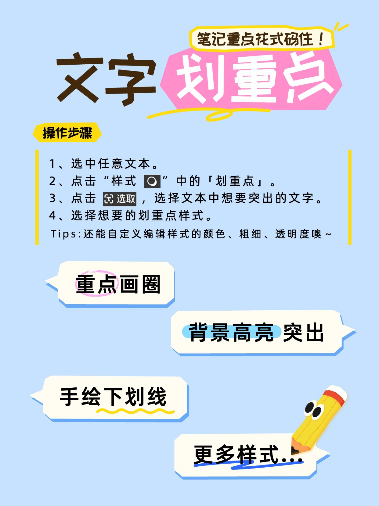 简约时尚风蓝色通用类文字划重点功能宣传物料海报模板