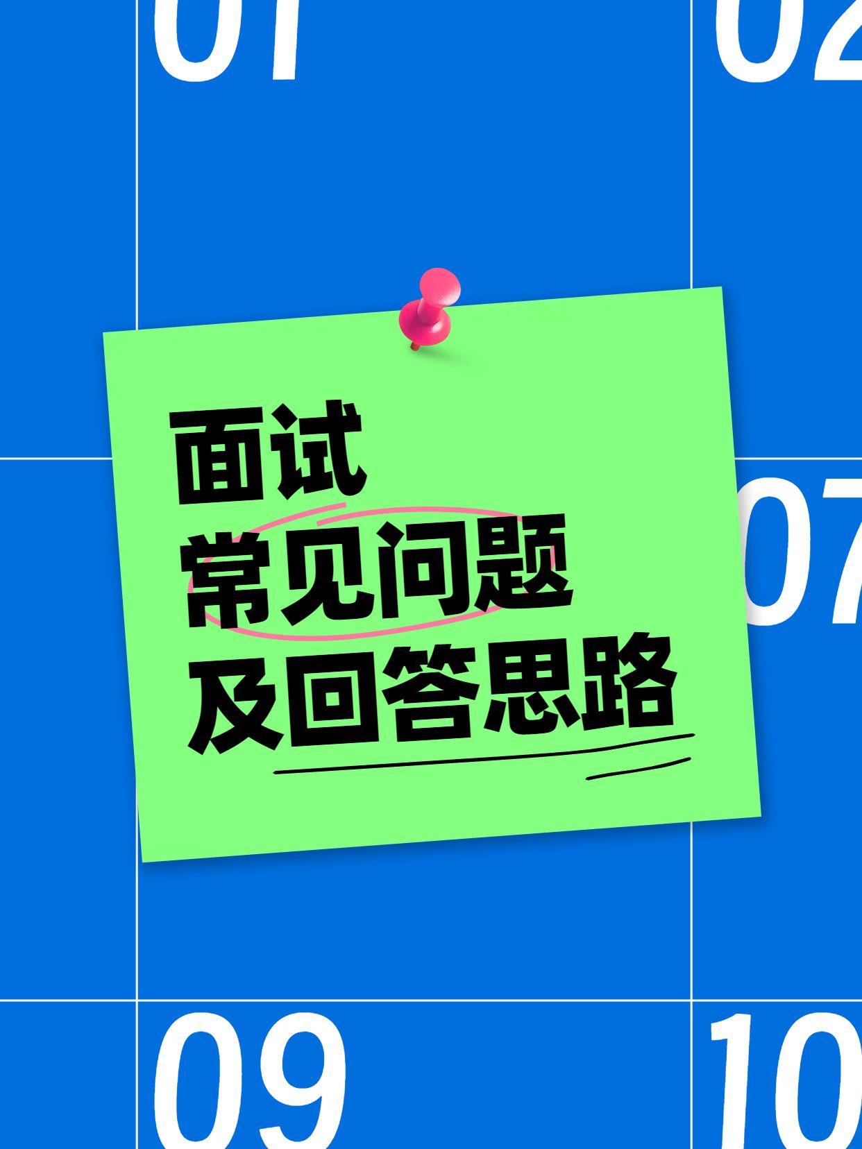 简约大字风蓝色交流分享面试常见问题及回答思路小红书封面