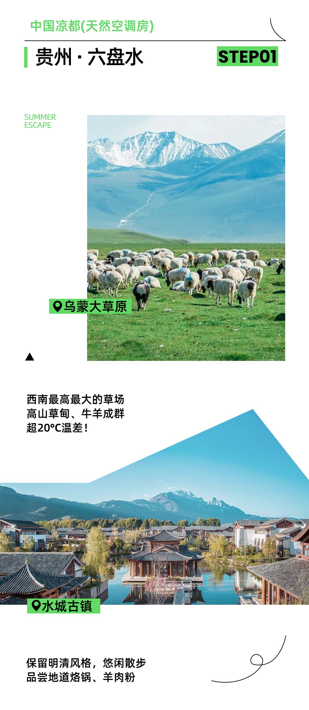 清新实景风绿色交流分享旅游出行推荐公众号内页海报