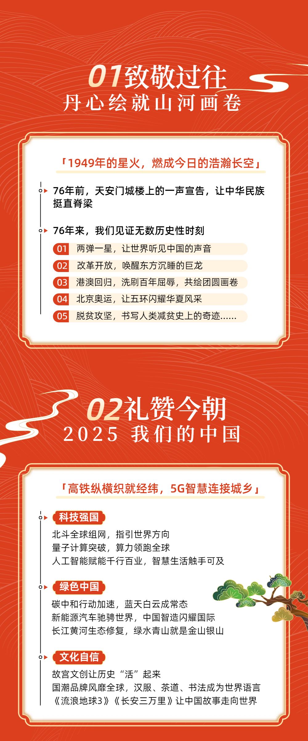 中国风插画橙红色通用类交流分享国庆节祝福宣传公众号内页海报