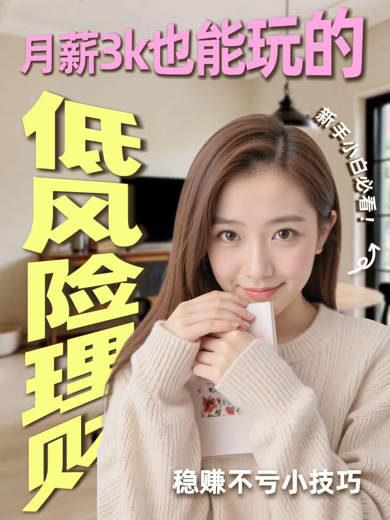 实景风黄色金融保险类低风险理财技巧分享小红书竖版视频封面