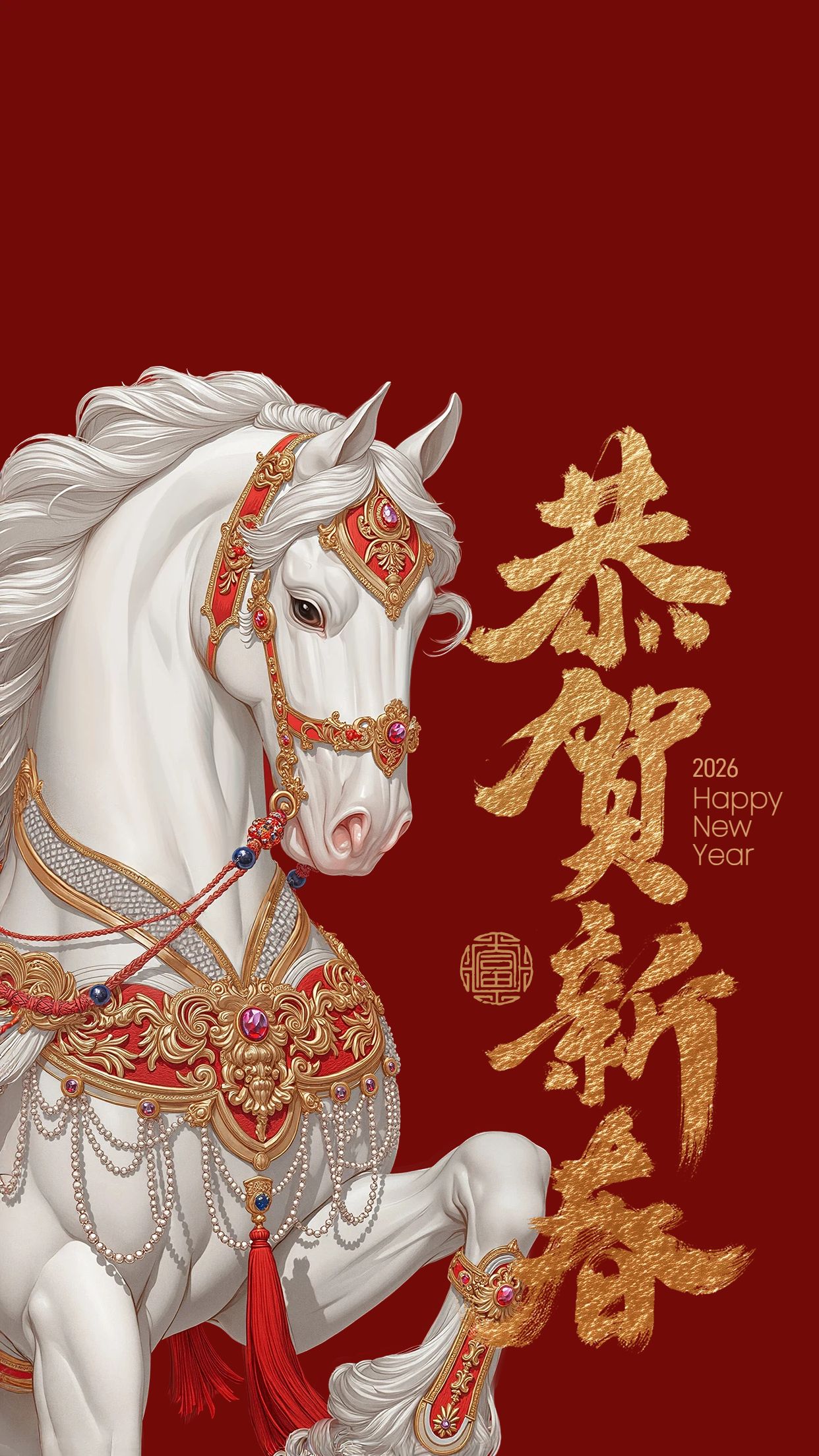 中国风红色通用类春节个人娱乐手机壁纸