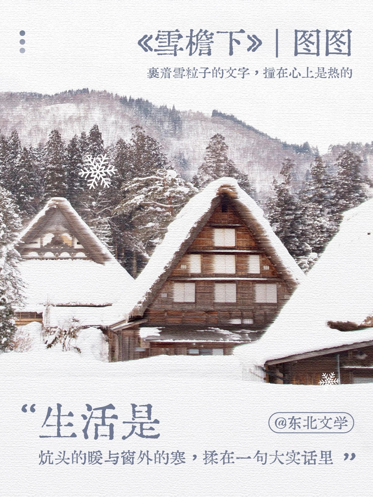 文艺实景风灰白色通用类交流分享东北文学的经典句子小红书封面