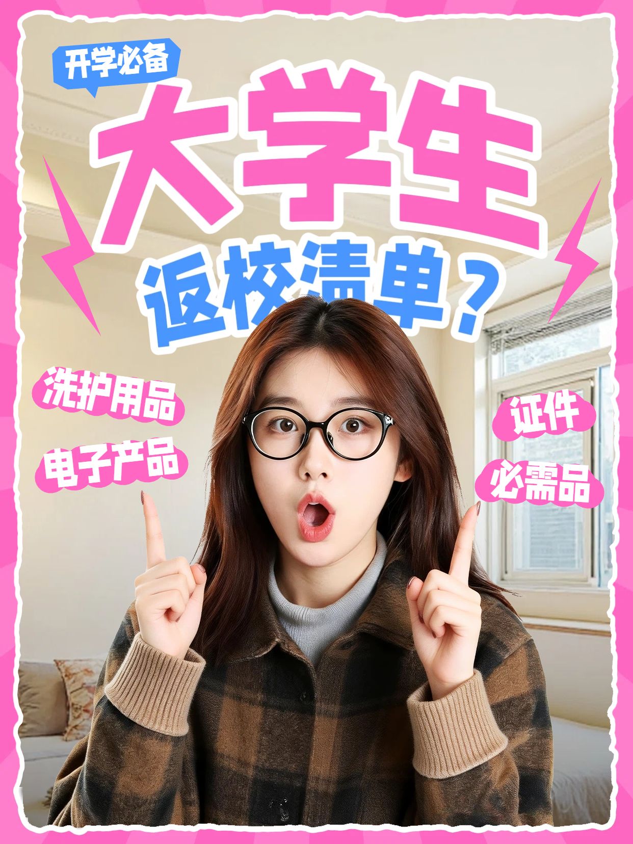 实景风粉色黄色交流分享大学生返校要带什么小红书封面