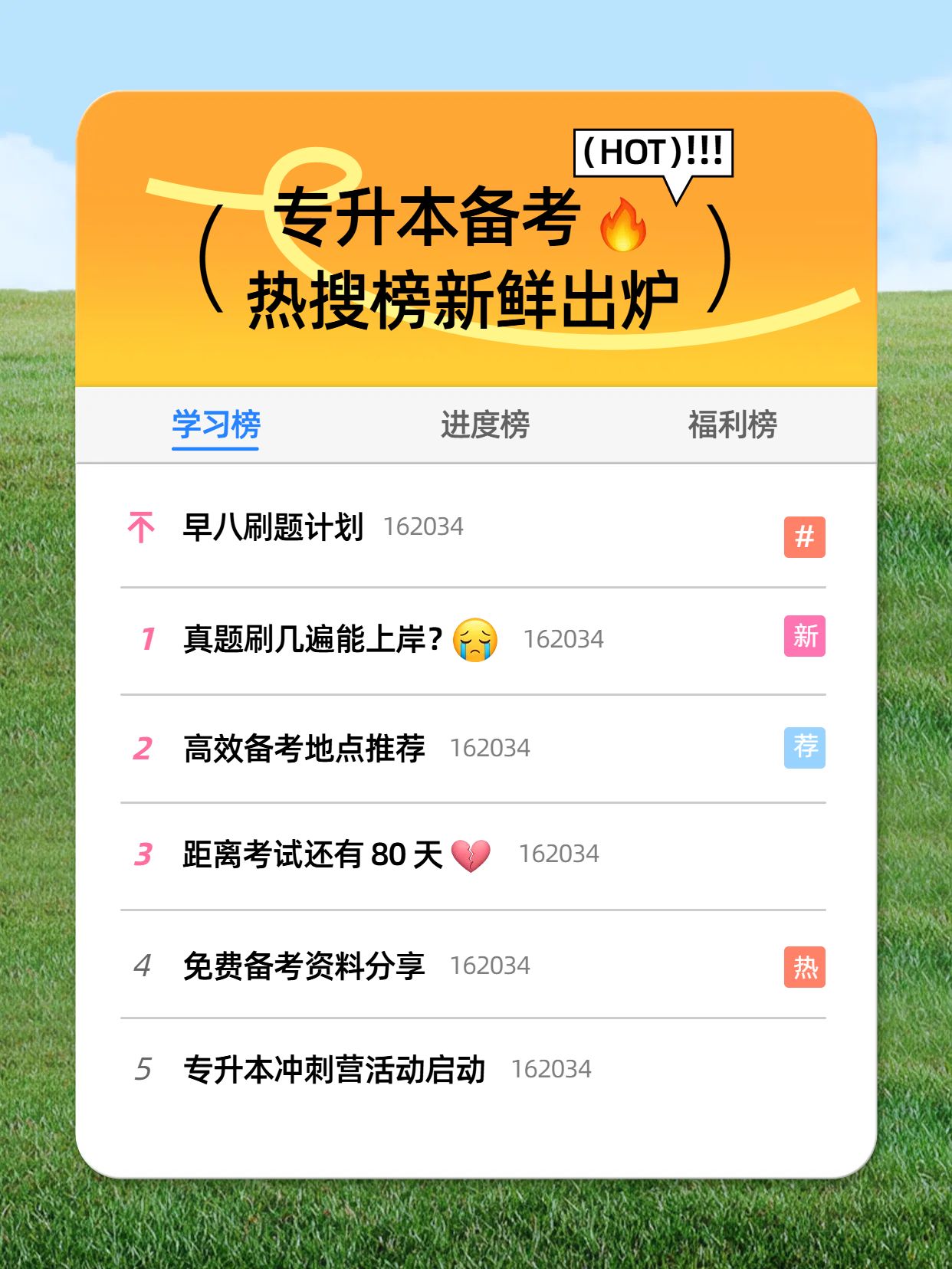 简约风橙色绿色教育培训类交流分享专升本备考攻略小红书封面