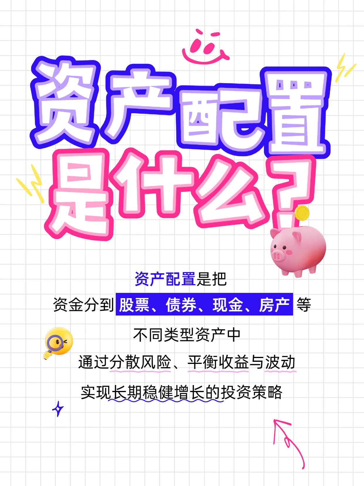 简约大字风紫色粉色交流分享资产配置是什么小红书封面