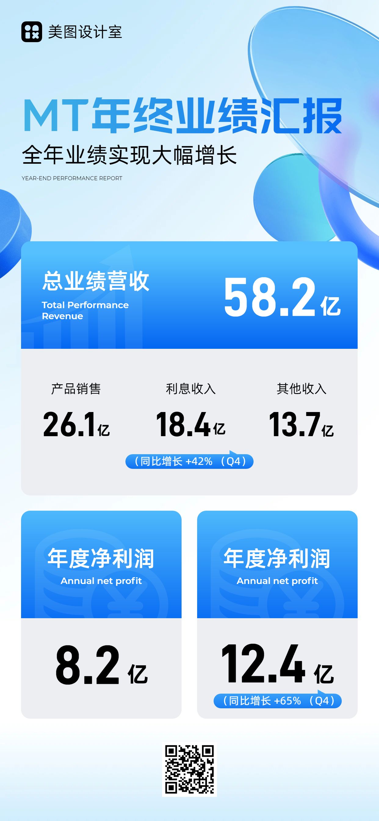 商务风蓝色企业年终总结宣传推广手机全屏海报