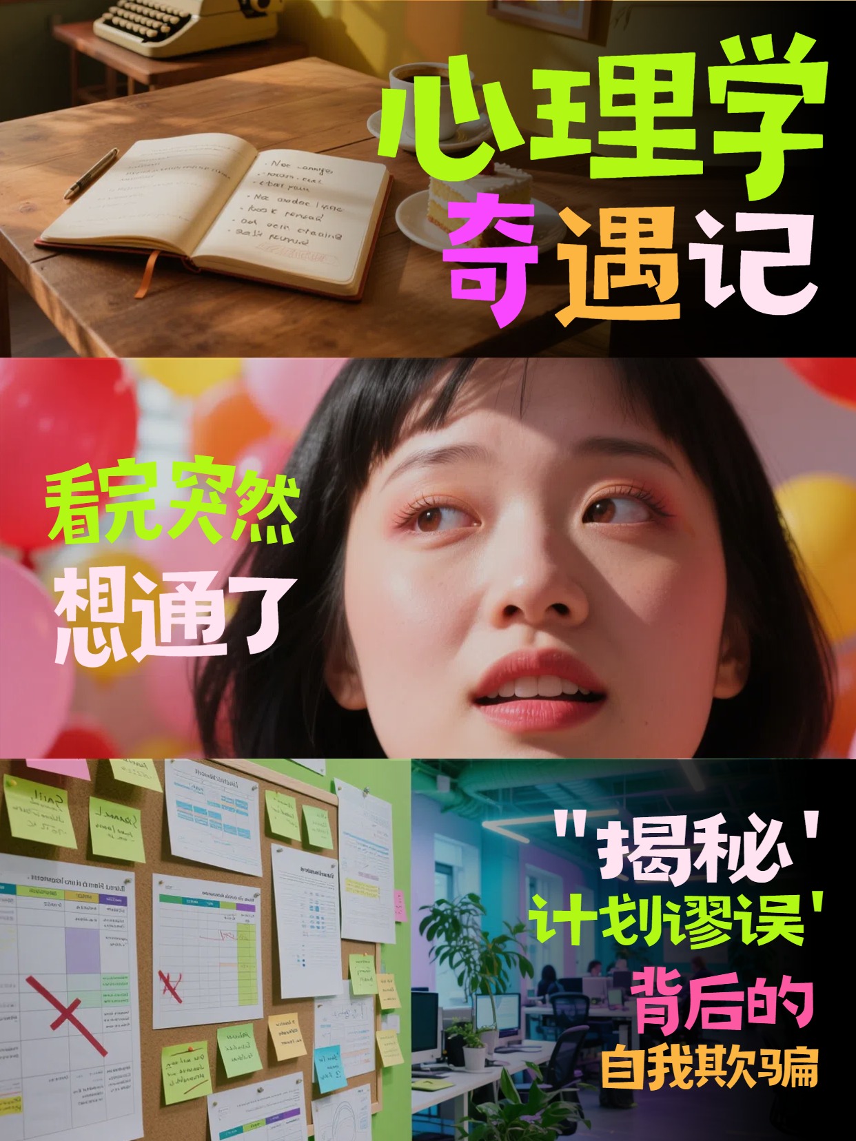拼贴实景风黄色交流分享心理学知识分享小红书竖版视频封面