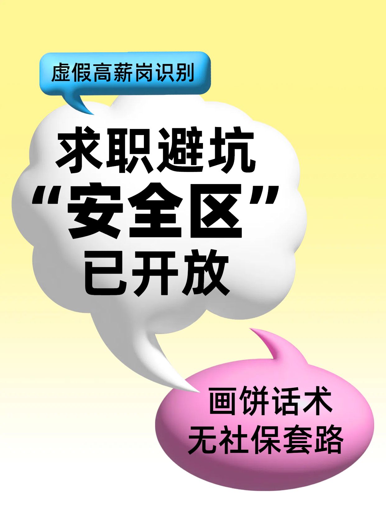 3D风黄色通用类交流分享找工作避坑指南小红书封面