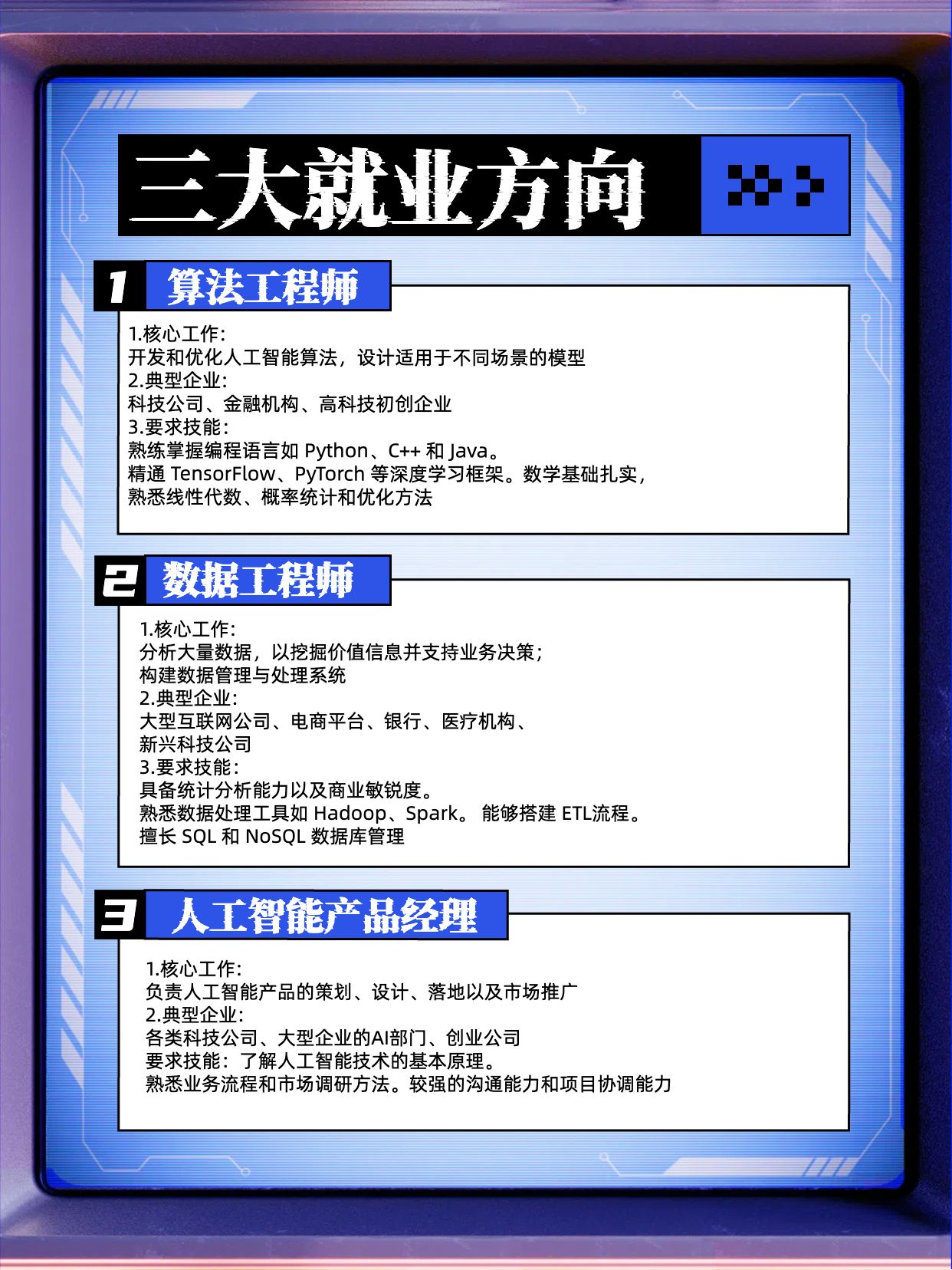 简约风蓝色干货分享IT互联网人工智能就业方向小红书内页