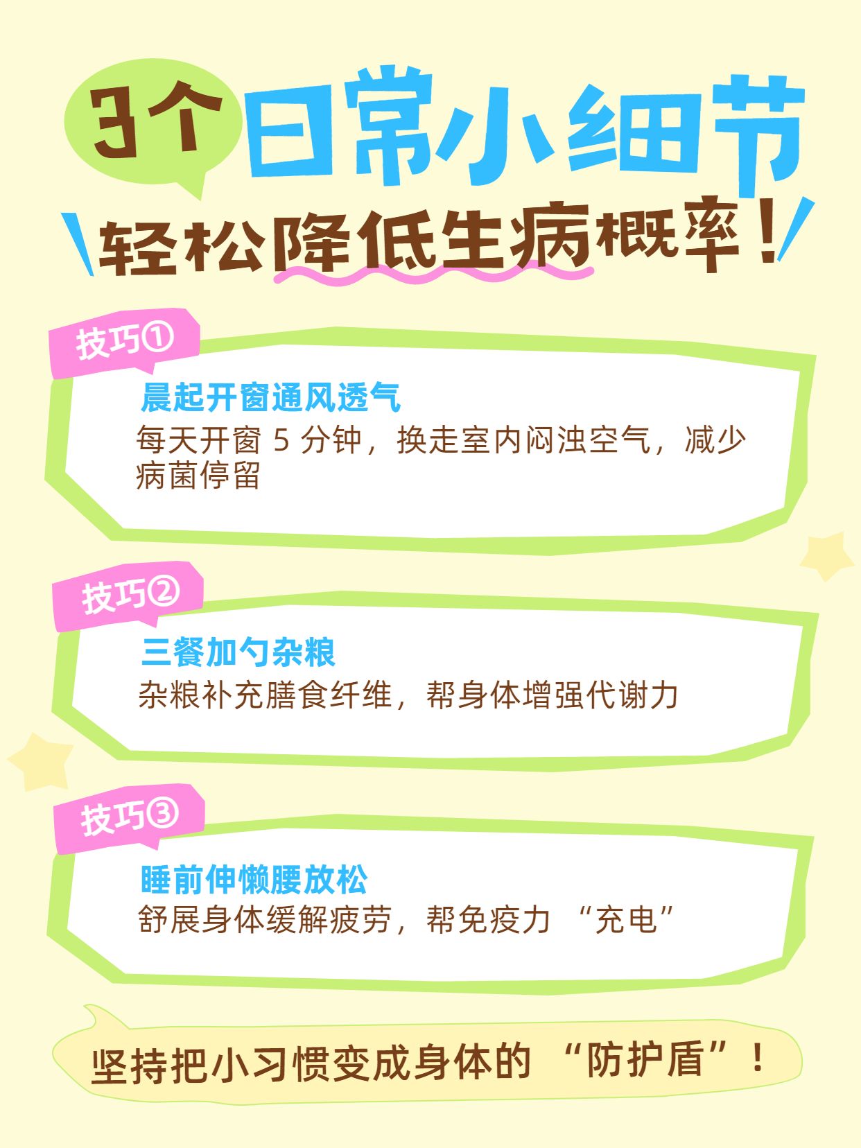 简约风黄蓝色交流分享减少生病的小技巧小红书内页