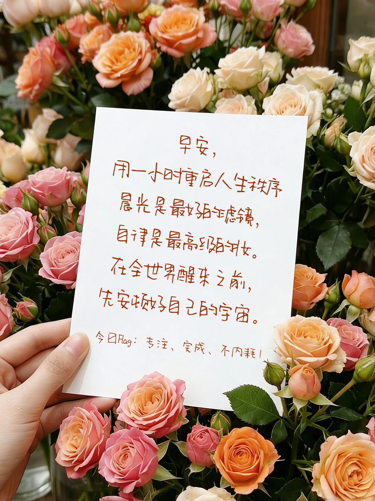 实景风橙色通用类交流分享晨间金句小红书封面