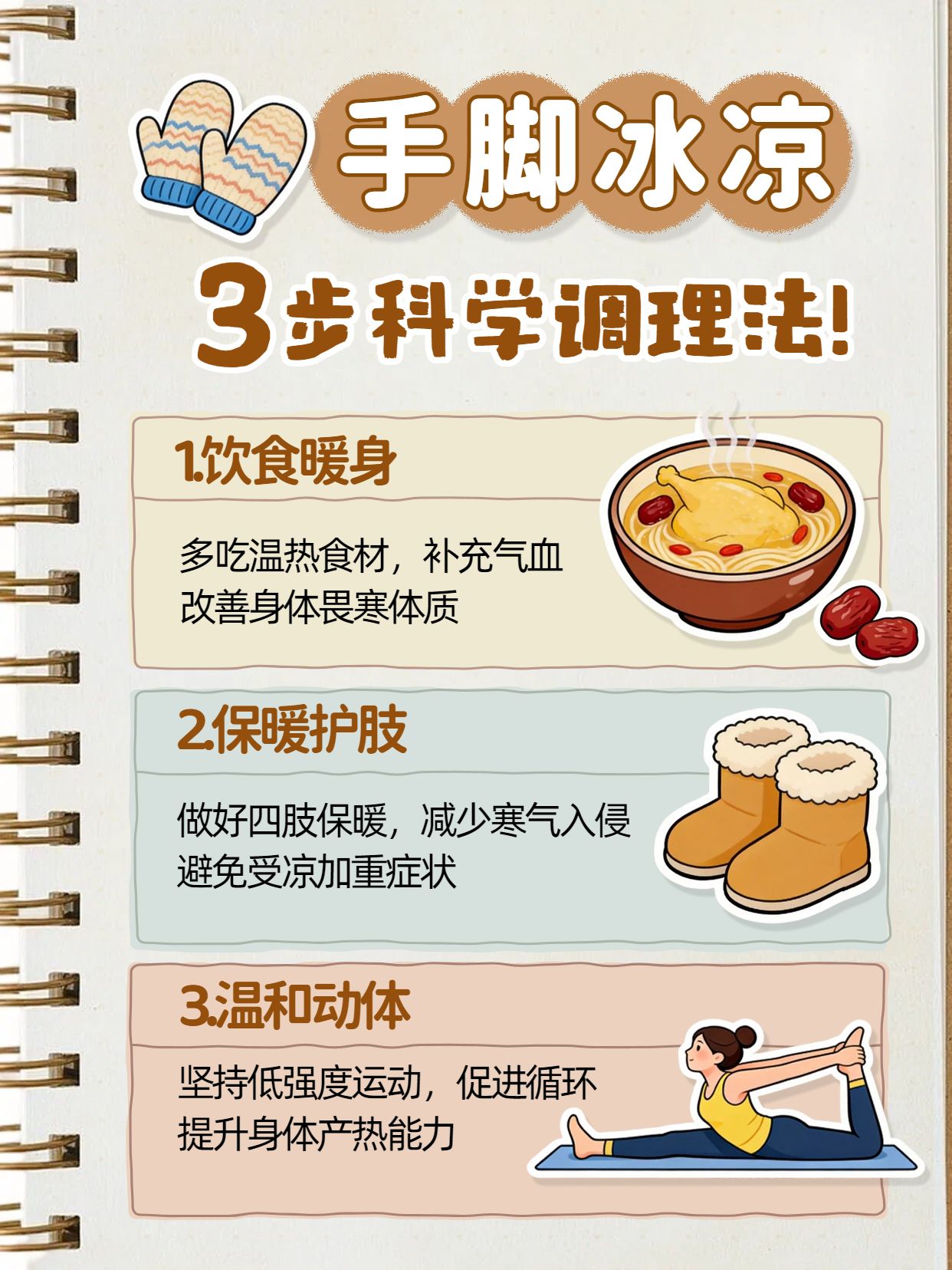 卡通风黄色交流分享通用类手脚冰凉怎么调理小红书封面