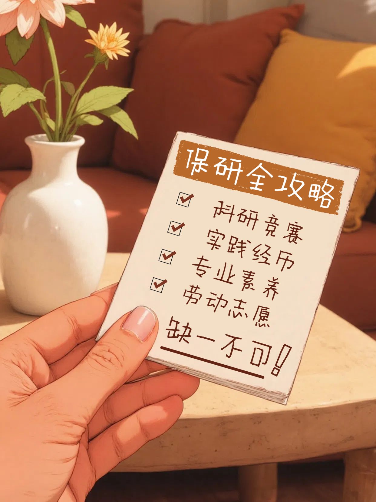 手绘风橙色教育培训类交流分享怎样才能保研小红书封面