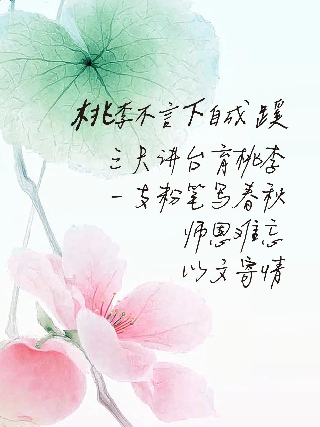 文艺风粉色绿色交流分享古风感谢师恩文案分享小红书封面